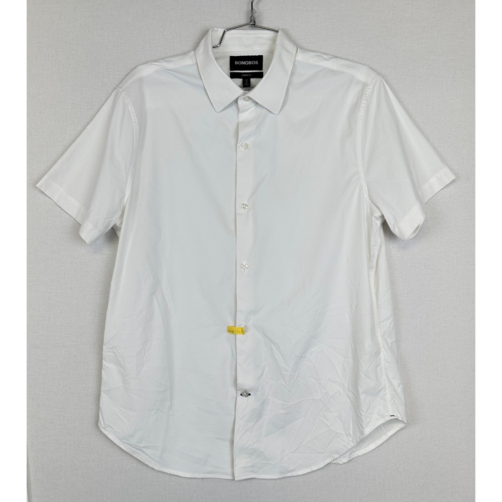 Bonobos Standard Fit Button Up Shirt White Short Sleeve Men's M